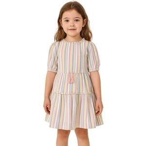 Mini Boden Linen Blend Pastel Striped Dress Girls 3-4 Years